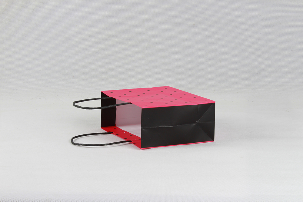 玫紅黑點時尚銅版禮品紙袋定制