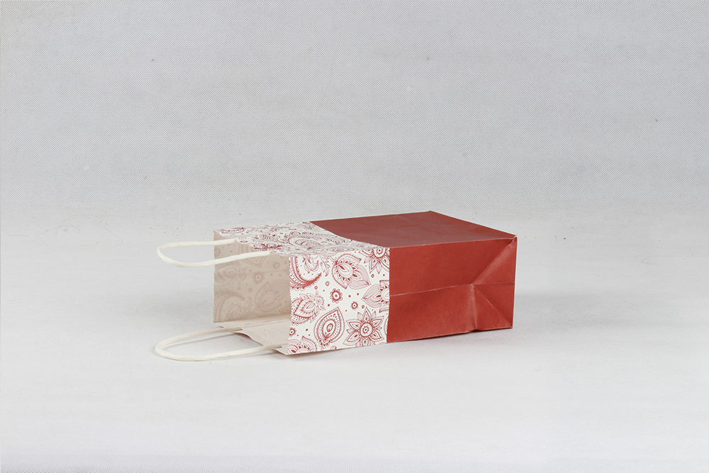 紅色花紋時尚禮品牛皮紙袋定制 紅色花紋時尚禮品牛皮紙袋定制