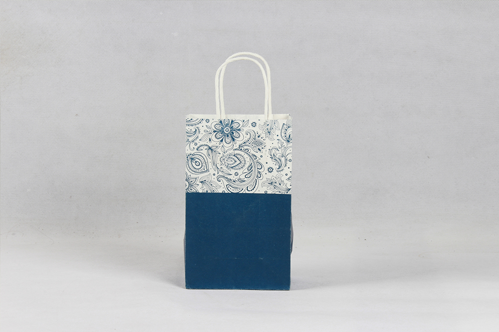 藍色花紋時尚牛皮紙袋 藍色花紋時尚牛皮紙袋