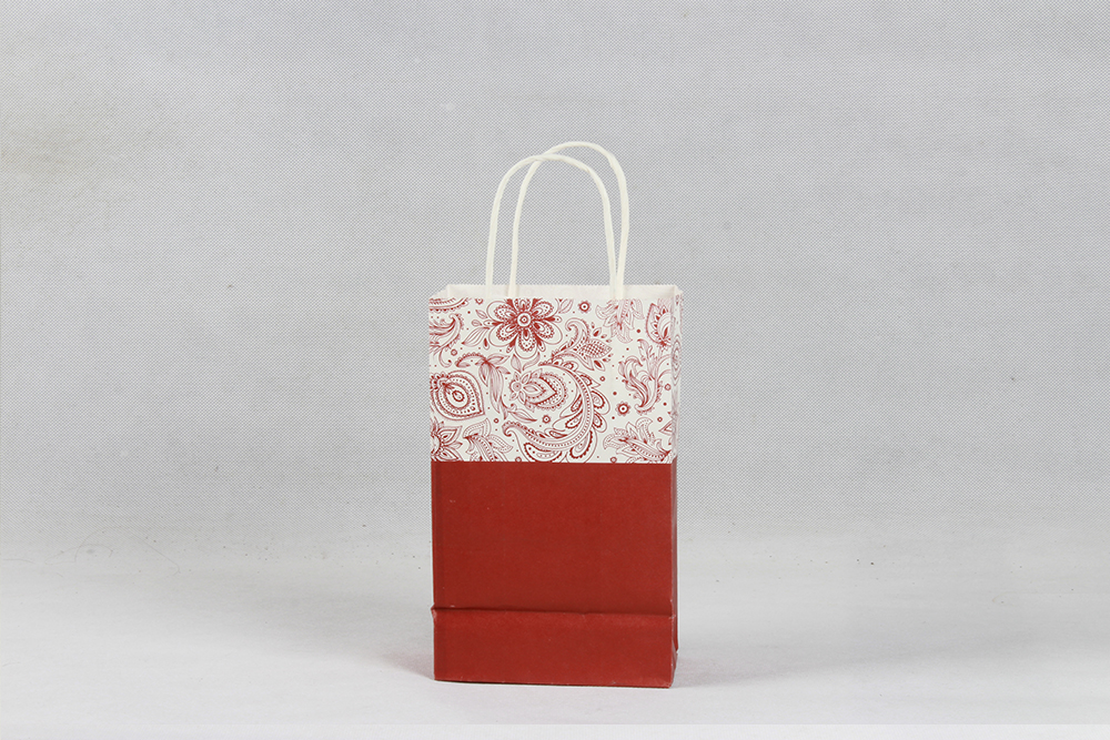 深紅色花紋時尚牛皮紙袋 深紅色花紋時尚牛皮紙袋