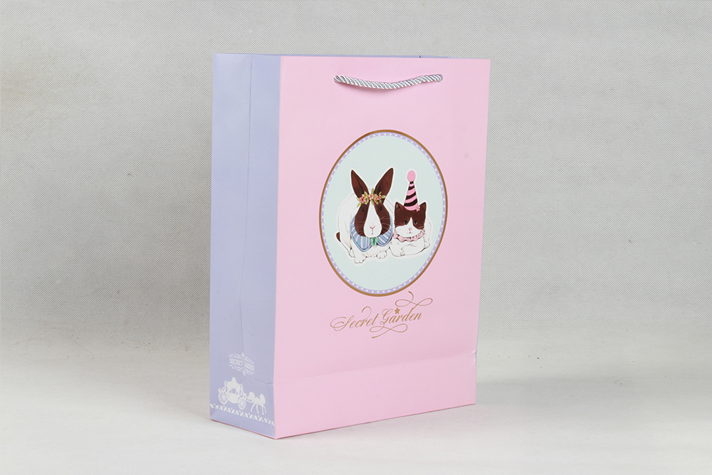 粉色卡通禮品白卡紙袋 粉色卡通禮品白卡紙袋