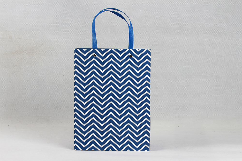 高檔藍色條紋白卡紙袋 高檔藍色條紋白卡紙袋