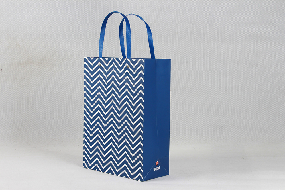 高檔藍色條紋白卡紙袋 高檔藍色條紋白卡紙袋