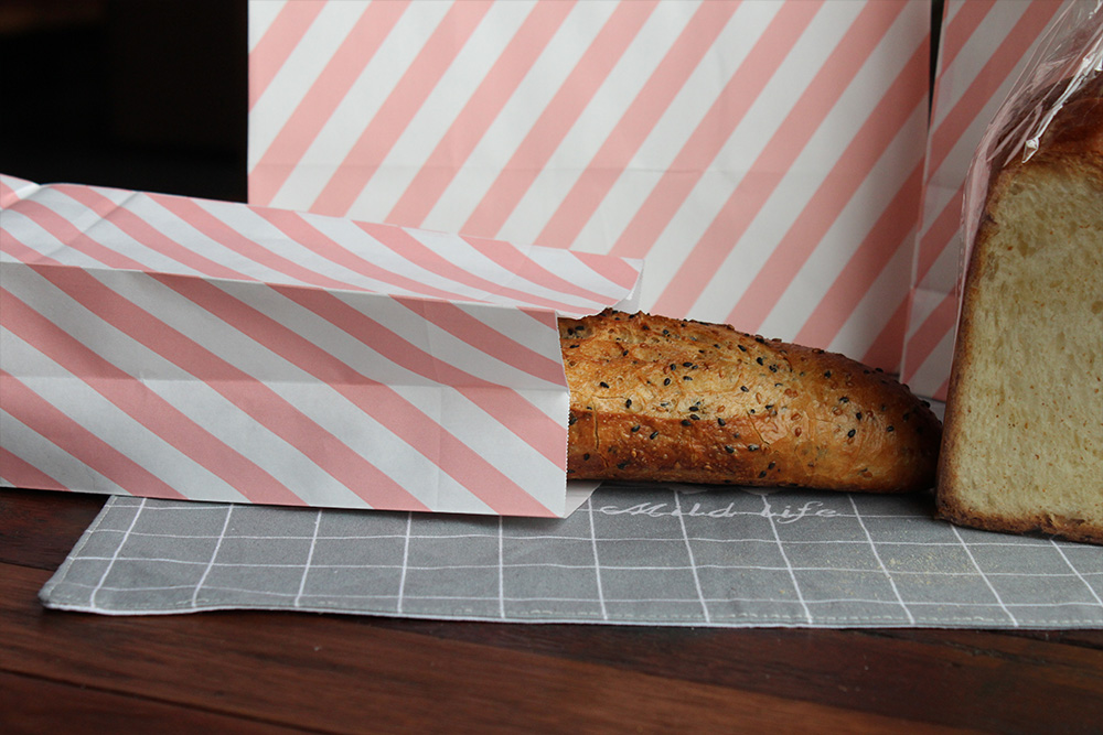 時尚粉紅條紋牛皮食品袋 時尚粉紅條紋牛皮食品袋